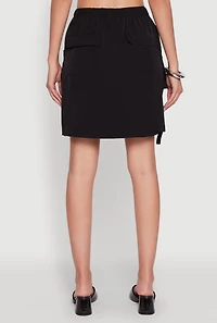Womens Nylon Tabbed Cargo Mini Skirt, S