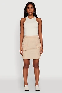 Womens Nylon Tabbed Cargo Mini Skirt,