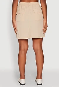 Womens Nylon Tabbed Cargo Mini Skirt,