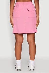 Womens Nylon Tabbed Cargo Mini Skirt, Pink, Size M