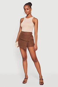 Crepe Knit O Ring Fold Over Flap Detail Skort