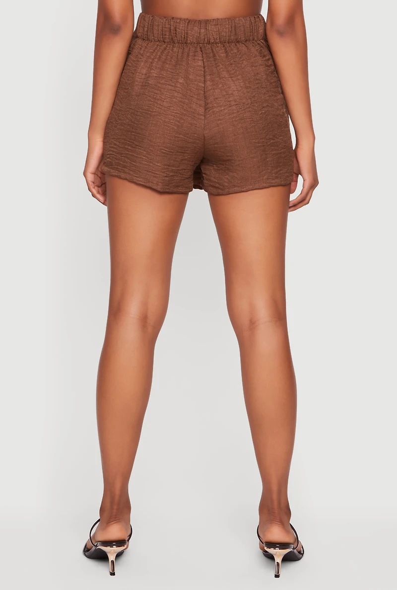 Crepe Knit O Ring Fold Over Flap Detail Skort