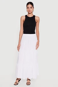 Smocked Waist Ruffle Tiered Skirt
