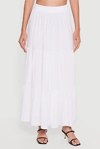 Smocked Waist Ruffle Tiered Skirt