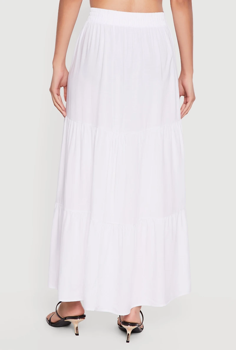 Smocked Waist Ruffle Tiered Skirt