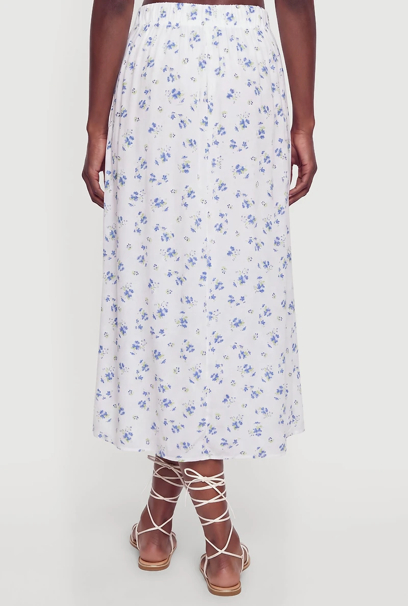 Ditsy Floral Print Midi Skirt