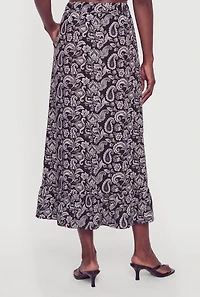 Floral Paisley Print Midi Skirt