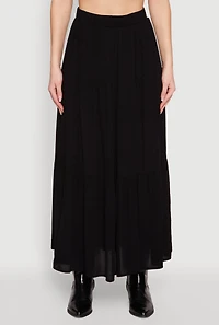 Womens High Waist Tiered Maxi Skirt, S