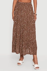 Ditsy Floral High Waisted Tiered Maxi Skirt