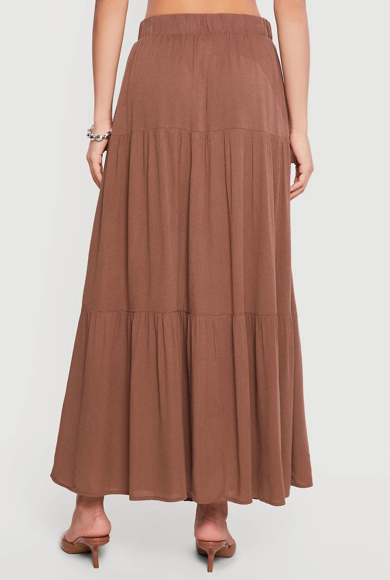 Gauze Knit Tiered Maxi Skirt