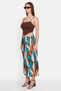 Womens Plisse Patterned Skirt, Multi, Size S