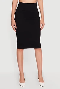 High Waisted Midi Pencil Skirt