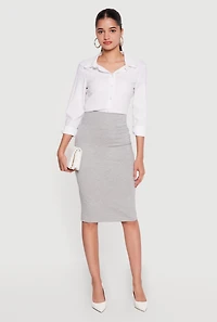 High Waisted Midi Pencil Skirt