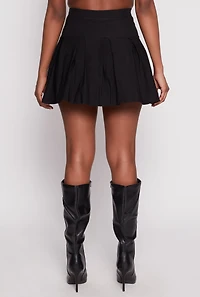 Womens High Waisted Pleated Mini Skirt, Black, Size M