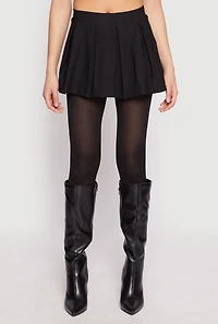 Womens High Waisted Pleated Skort, Black, Size L