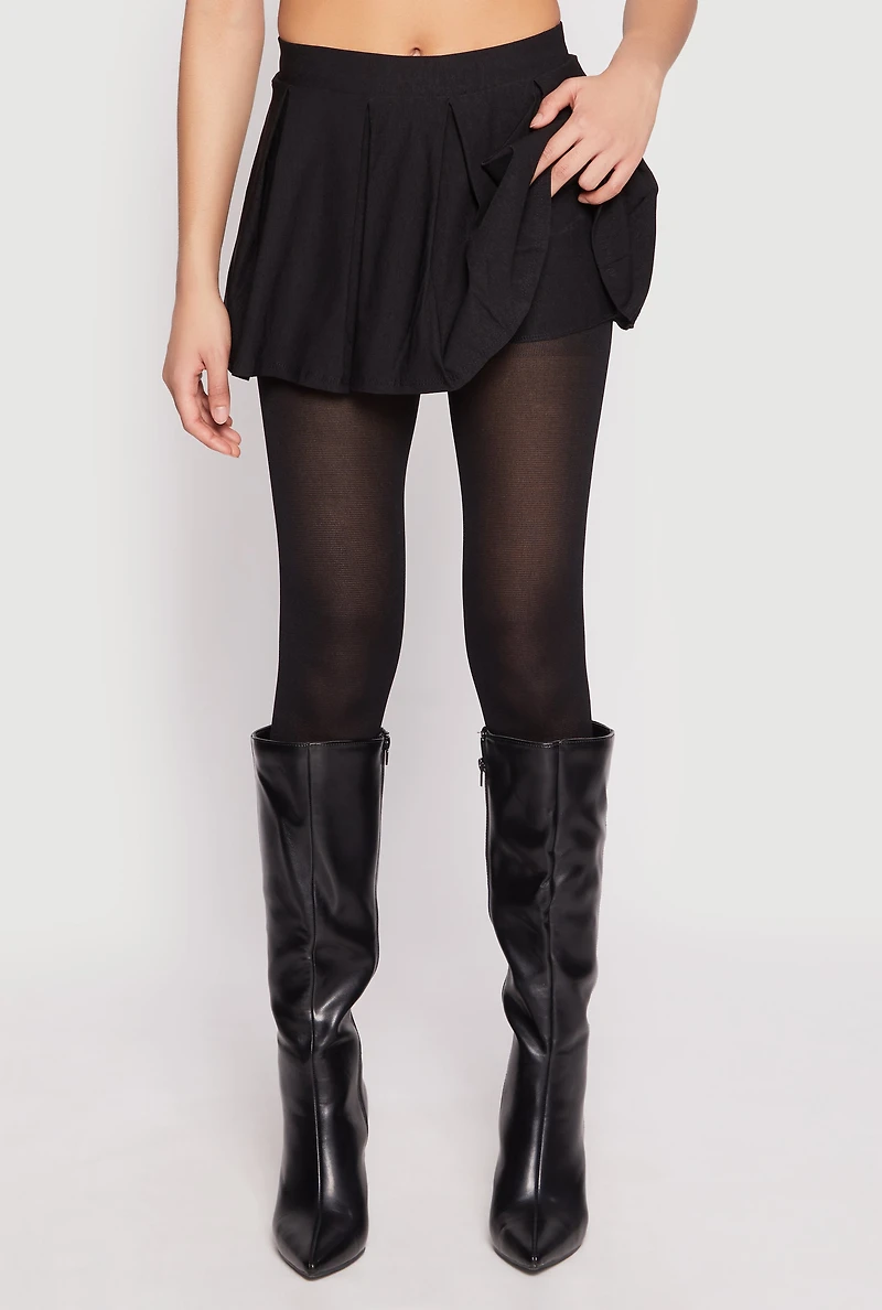 Womens High Waisted Pleated Skort, Black, Size L