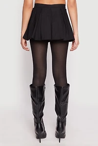 Womens High Waisted Pleated Skort, Black, Size L