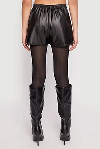 Womens Faux Leather Side Zip Skort, Black, Size L