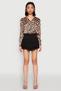 Womens Crepe Knit Tiered Skort, S