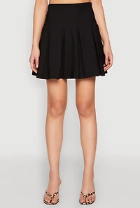 Womens High Waisted Mini Pleated Skirt,