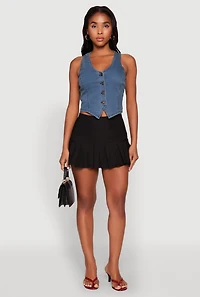 Womens Mini Pleated Skirt, Black, Size M