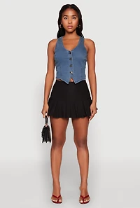 Womens Mini Pleated Skirt, Black, Size M