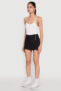 Womens Side Zip High Waisted Skort, Black, Size M