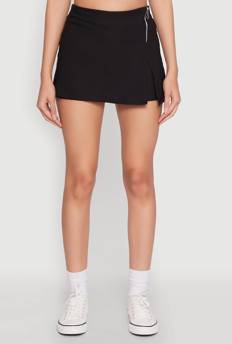 Womens Side Zip High Waisted Skort, Black, Size M