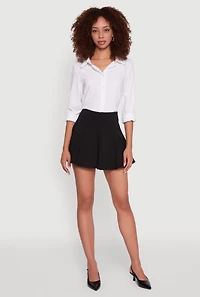 Womens Stretch Pleated Detail Skort, Black, Size L