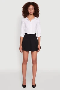 Womens Stretch Pleated Detail Skort, Black, Size L
