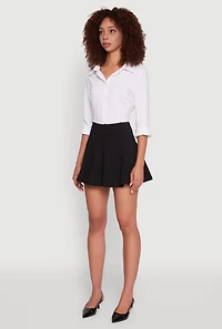 Womens Stretch Pleated Detail Skort, Black, Size L