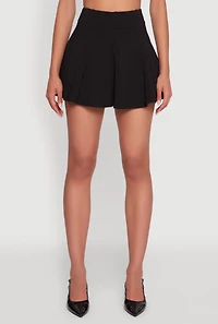 Womens Stretch Pleated Detail Skort, Black, Size L