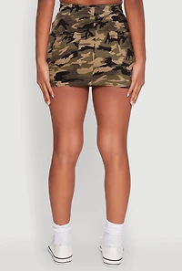 Womens Trendy Camo Zip Pocket Mini Skirt, Green, Size M