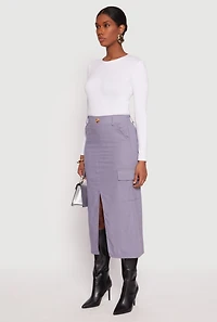Linen Cargo Midi Skirt