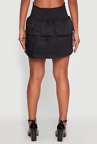 Womens Chic Smocked High Waisted Tiered Skirt,