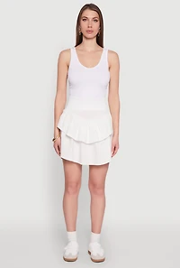 Womens Chic Smocked High Waisted Tiered Skirt, White, Size S