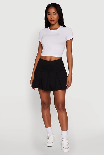 Womens Trendy Activewear Lined Mini Pleated Tennis Skirt, Black, Size XL