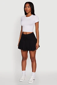 Womens Trendy Activewear Lined Mini Pleated Tennis Skirt, Black, Size XL