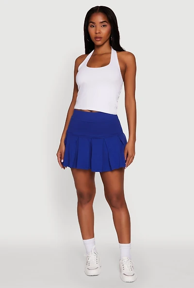 Womens Trendy Activewear Lined Mini Pleated Tennis Skirt, S