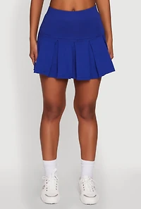 Womens Trendy Activewear Lined Mini Pleated Tennis Skirt, Blue, Size S