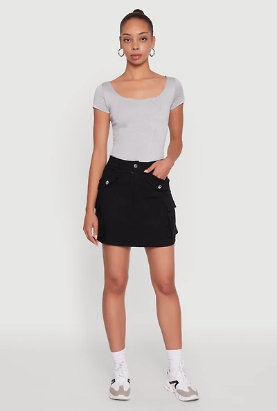 Womens Trendy Flap Detail Cargo Pocket Skirt,