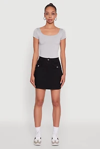 Womens Trendy Flap Detail Cargo Pocket Skirt,