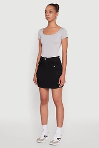 Womens Trendy Flap Detail Cargo Pocket Skirt,