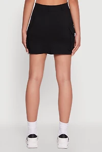 Womens Trendy Flap Detail Cargo Pocket Skirt, Black, Size S