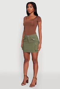 Womens Trendy Flap Detail Cargo Pocket Skirt, Green, Size S