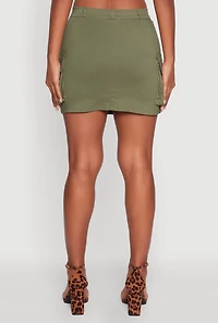 Womens Trendy Flap Detail Cargo Pocket Skirt, Green, Size S