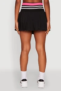 Womens Trendy High Waist Contrast Trim Pleated Mini Skirt, Black, Size XL