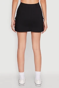 Womens High Waisted Cargo Skirt, L