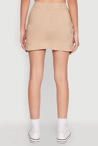 Womens High Waisted Cargo Skirt, Beige, Size S