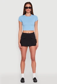 Womens Front Cargo Pocket Mini Skirt, Black,